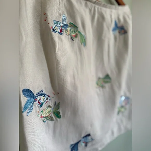 Talbots White Skirt with Colorful Fish Embroidery - Picture 3 of 9